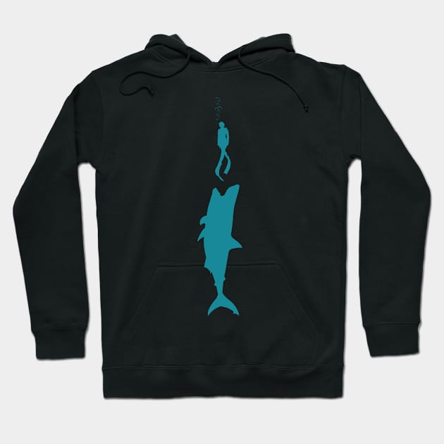 Diver and shark Hoodie by dieEinsteiger